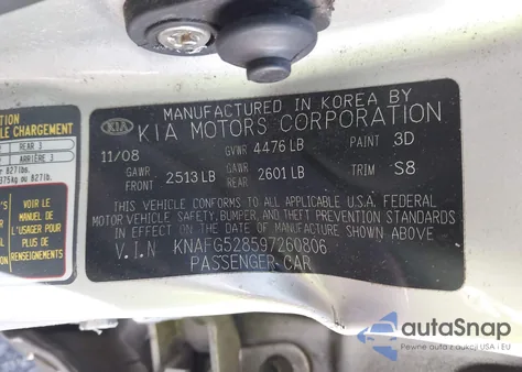2009 Kia Rondo Lx from USA, damaged, VIN KNAFG528597260806